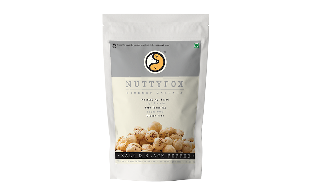 NuttyFox Gourmet Makhana Salt & Black Pepper   Pack  40 grams